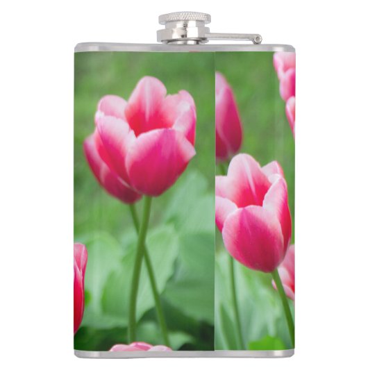 Niedliche Tulips im Garten Flachmann (Rückseite)