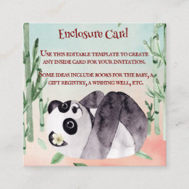 Niedliche Tumbling Panda Gender Baby Dusche Einlad Begleitkarte