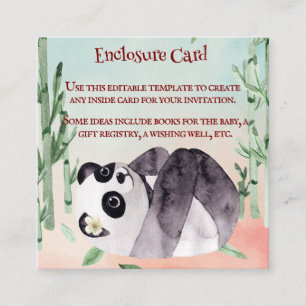 Niedliche Tumbling Panda Gender Baby Dusche Einlad Begleitkarte