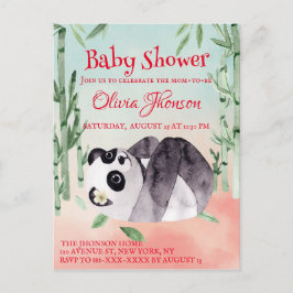 Niedliche Tumbling Panda Gender Baby Dusche Einlad Postkarte