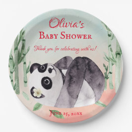 Niedliche Tumbling Panda Gender Baby Dusche Pappteller