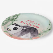 Niedliche Tumbling Panda Gender Baby Dusche Pappteller (Schrägansicht)