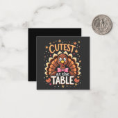 Niedliche Türkei am Tisch Funny Erntedank Mitteilungskarte (Vorderseite/Rückseite Beispiel)