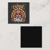 Niedliche Türkei am Tisch Funny Erntedank Mitteilungskarte (Vorne/Hinten)