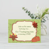 Niedliche Türkei Erntedank 1. Geburtstag Einladung (Stehend Vorderseite)