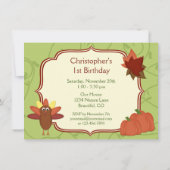 Niedliche Türkei Erntedank 1. Geburtstag Einladung (Rückseite)