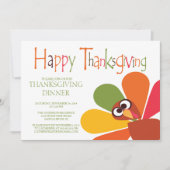 Niedliche Türkei Erntedank Abendessen Party Einlad Einladung (Vorderseite)