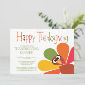 Niedliche Türkei Erntedank Abendessen Party Einlad Einladung (Stehend Vorderseite)