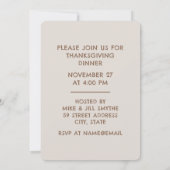 Niedliche Türkei Erntedank Festessen Einladung (Rückseite)