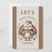 Niedliche Türkei Erntedank Festessen Einladung (Vorderseite)