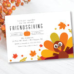 Niedliche Türkei - Freundschaft Einladung<br><div class="desc">Diese Friendsgiving-Einladung verfügt über einen niedlichen Truthahn umgeben von Herbstlauben Set vor einem weißen Hintergrund mit Kürbissen.</div>