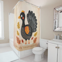 Niedliche Türkei glücklich Thanksgiving Duschvorha