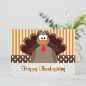 Niedliche Türkei glücklich Thanksgiving-Flachkarte Feiertagskarte (Stehend Vorderseite)