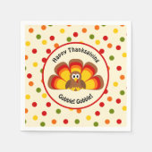 Niedliche Türkei glücklich Thanksgiving Gobble Pol Serviette (Vorderseite)