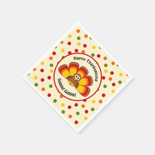 Niedliche Türkei glücklich Thanksgiving Gobble Pol Serviette (Ecke)