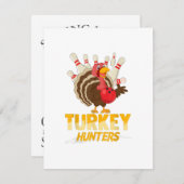 Niedliche Türkei Hunter Funny Bowling Erntedank Einladung (Vorne/Hinten)