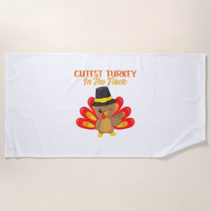 Niedliche Türkei in Flock Happy Thanksgiving Day B Strandtuch