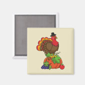 Niedliche Türkei mit ernährtem Erntedank Magnet (Vorderseite/Rückseite)