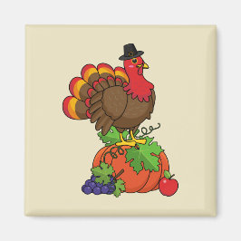 Niedliche Türkei mit ernährtem Erntedank Magnet