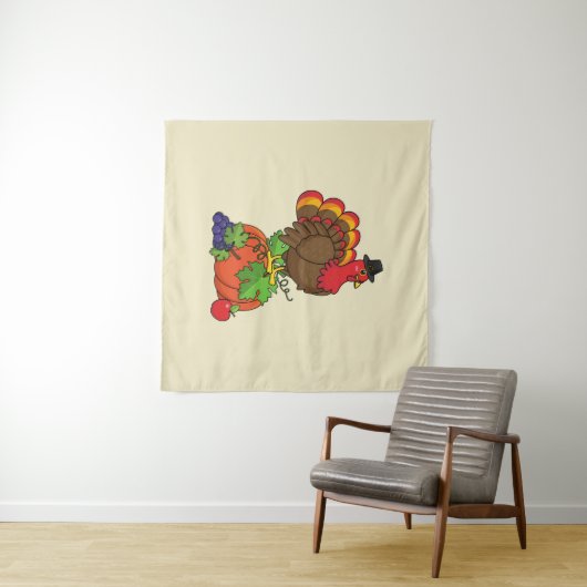 Niedliche Türkei mit ernährtem Erntedank Wandteppich (Beispiel (Horizontal))