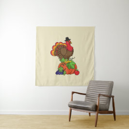 Niedliche Türkei mit ernährtem Erntedank Wandteppich