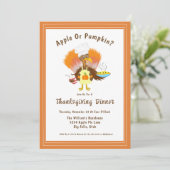 Niedliche Türkei mit Erntedank aus Kuchen und Eisc Einladung (Stehend Vorderseite)