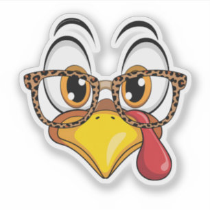 Niedliche Türkei mit Leopard Glasses Erntedank Fal Aufkleber