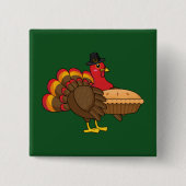 Niedliche Türkei mit Pumpkin Pie Erntedank Button (Vorderseite)