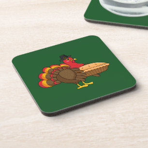 Niedliche Türkei mit Pumpkin Pie Erntedank Getränkeuntersetzer