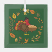 Niedliche Türkei mit Pumpkin Pie Erntedank Ornament Aus Glas (Vorderseite)