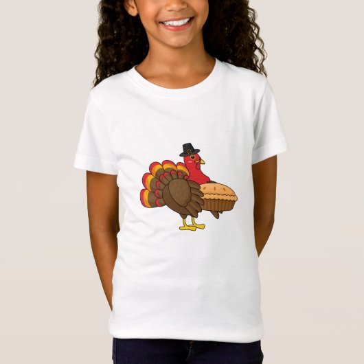 Niedliche Türkei mit Pumpkin Pie Erntedank T-Shirt (Vorderseite)