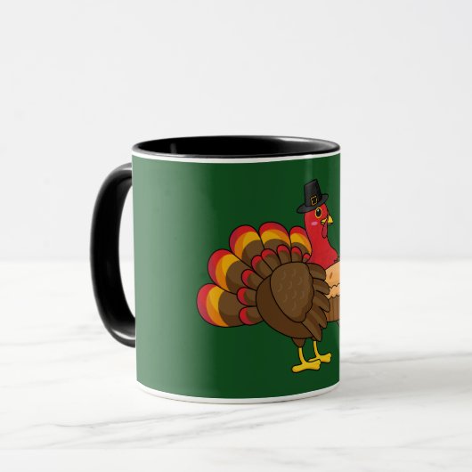 Niedliche Türkei mit Pumpkin Pie Erntedank Tasse (Vorderseite Links)