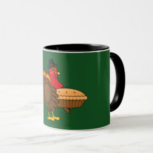 Niedliche Türkei mit Pumpkin Pie Erntedank Tasse