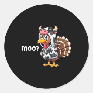 Niedliche Türkei Moo Cow Funny Turkey Trot Outfit Runder Aufkleber