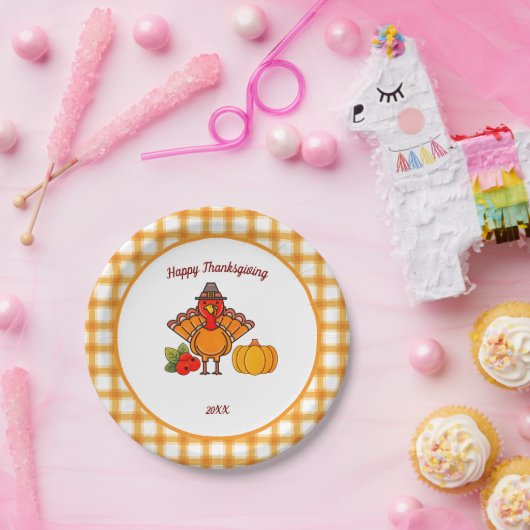 Niedliche Türkei Pumpkin glücklichen Thanksgiving- Pappteller (Party)
