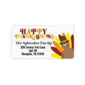 Niedliche Türkei Retro Happy Thankgiving-Adresseti Adressaufkleber (Vorne)