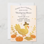 Niedliche Türkei Spaß Familie Erntedank Einladung (Vorderseite)