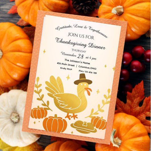 Niedliche Türkei Spaß Familie Erntedank Einladung