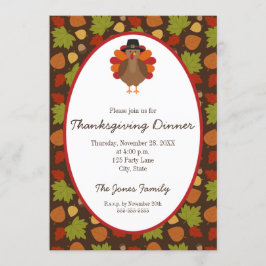 Niedliche Türkei und Blätter Erntedank Einladung