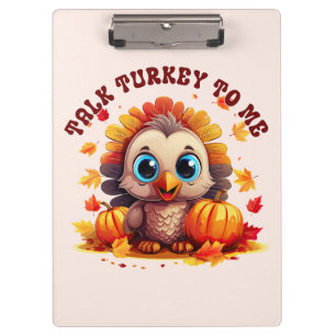 Niedliche Türkei und Herbstblätter Klemmbrett
