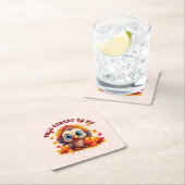 Niedliche Türkei und Herbstblätter Rechteckiger Pappuntersetzer (Vor Ort)