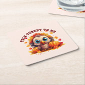 Niedliche Türkei und Herbstblätter Rechteckiger Pappuntersetzer (angewinkelt)