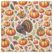 Niedliche Türkei und Kürbismuster Stoff (Nahaufnahme)