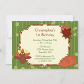 Niedliche Türkei und Pumpkins Erntedank 1. Geburts Einladung (Rückseite)