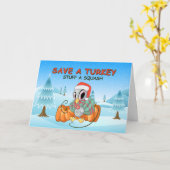 Niedliche Türkei Vegan Weihnachten Karte (Gelbe Blume)