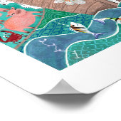 Niedliche türkisblaue Kinder Park der Noah-Kinder Poster (Ecke)