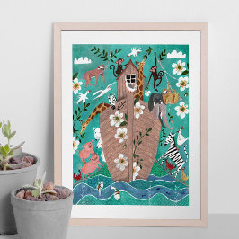 Niedliche türkisblaue Kinder Park der Noah-Kinder Poster