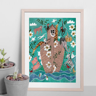 Niedliche türkisblaue Kinder Park der Noah-Kinder Poster