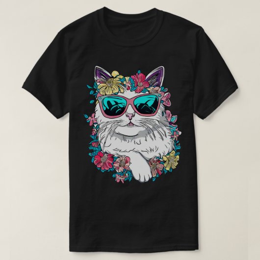 Niedliche Türkische Van Katze und wunderschöne Blu T-Shirt (Design vorne)