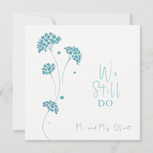 Niedliche türkisfarbene Blume Erneuerbare 25 Jahre Einladung (Vorderseite)